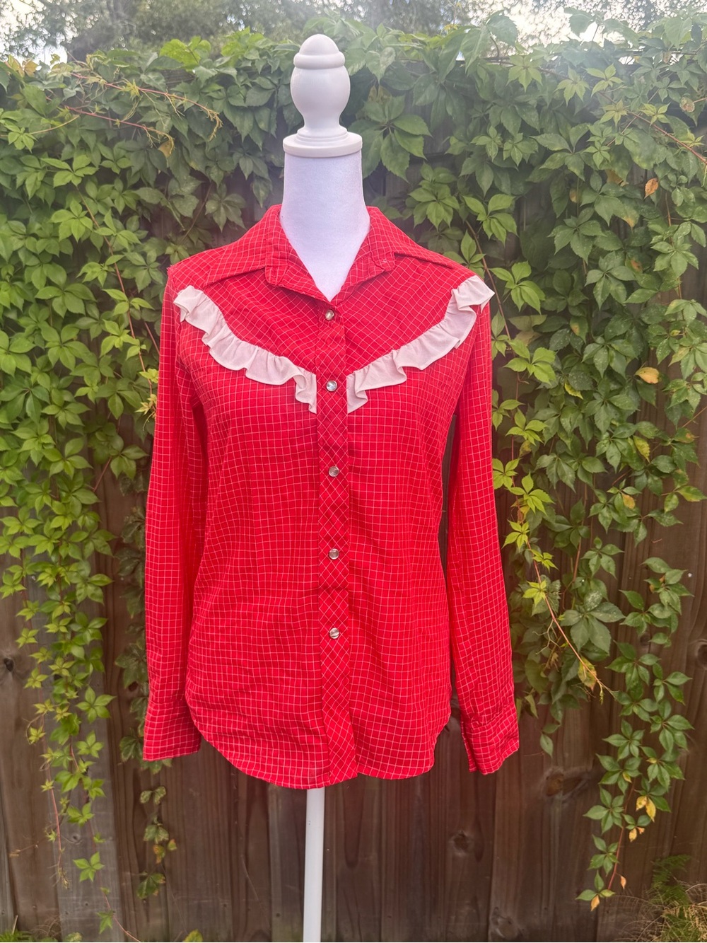 1970’s Ely Plains Western Wear Ruffle Shirt - cottage core- size Small